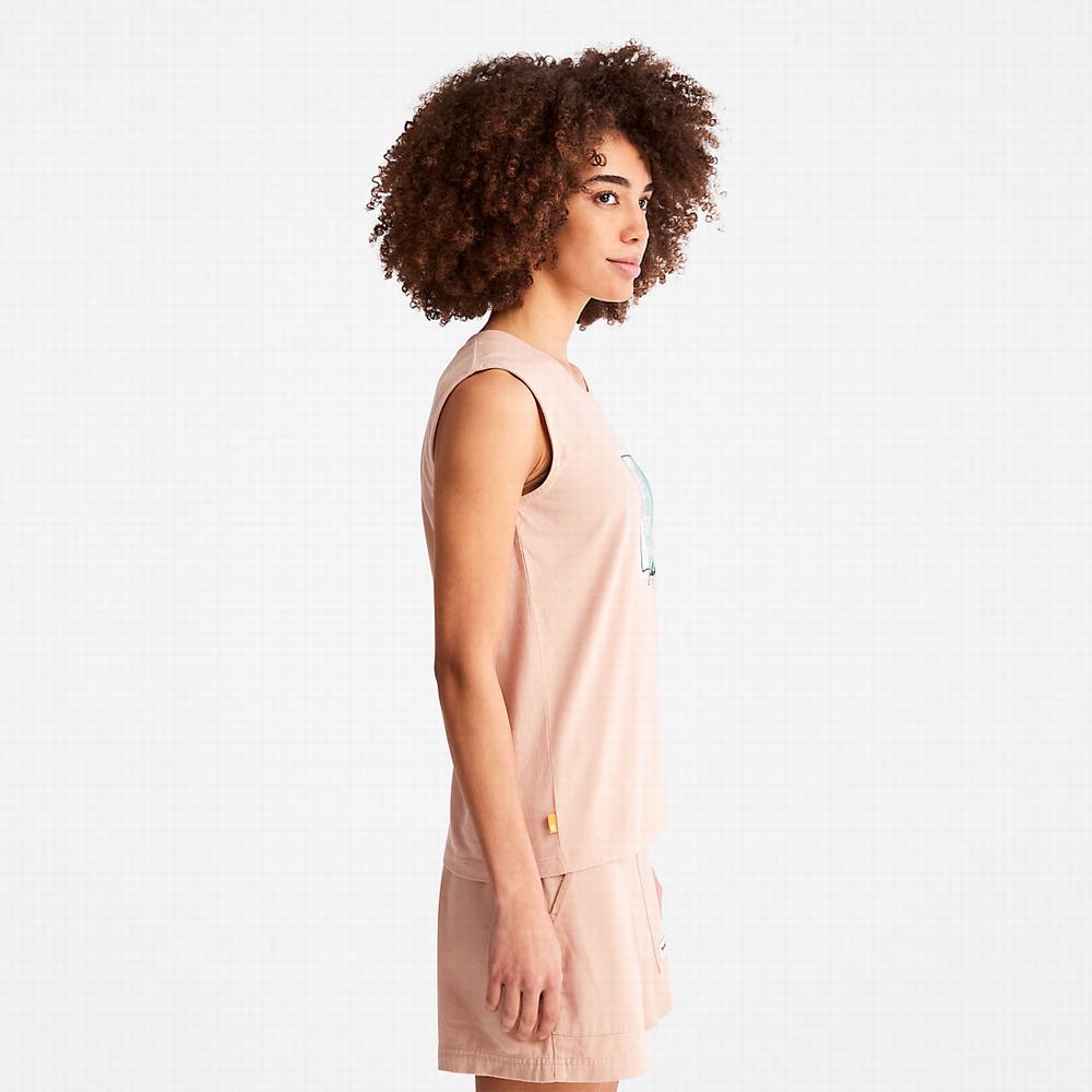 Dámské Tričko Timberland Logo Tank Top Růžové | TI48615-769
