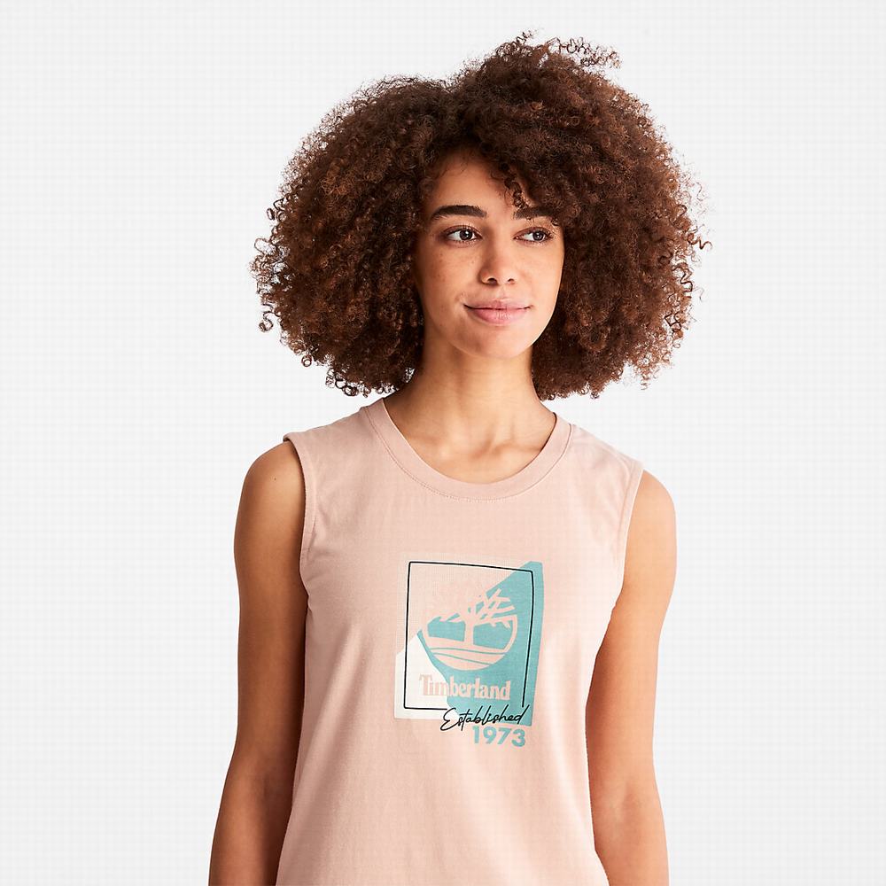 Dámské Tričko Timberland Logo Tank Top Růžové | TI48615-769
