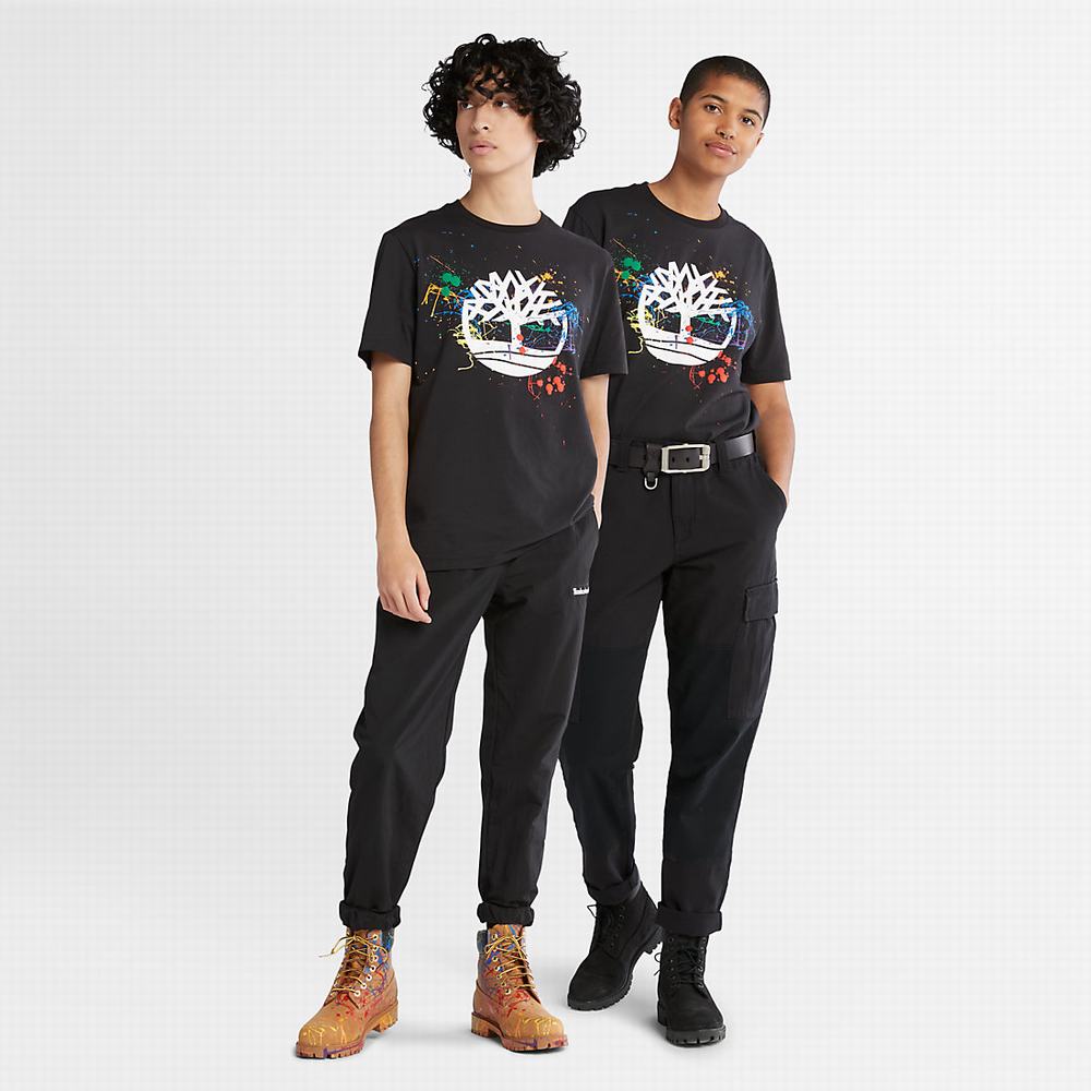 Dámské Tričko Timberland Paint Pride T-Shirt Černé | TI38296-027