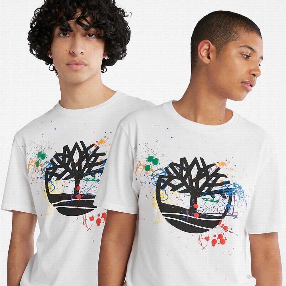 Dámské Tričko Timberland Paint Pride T-Shirt Bílé | TI91462-583