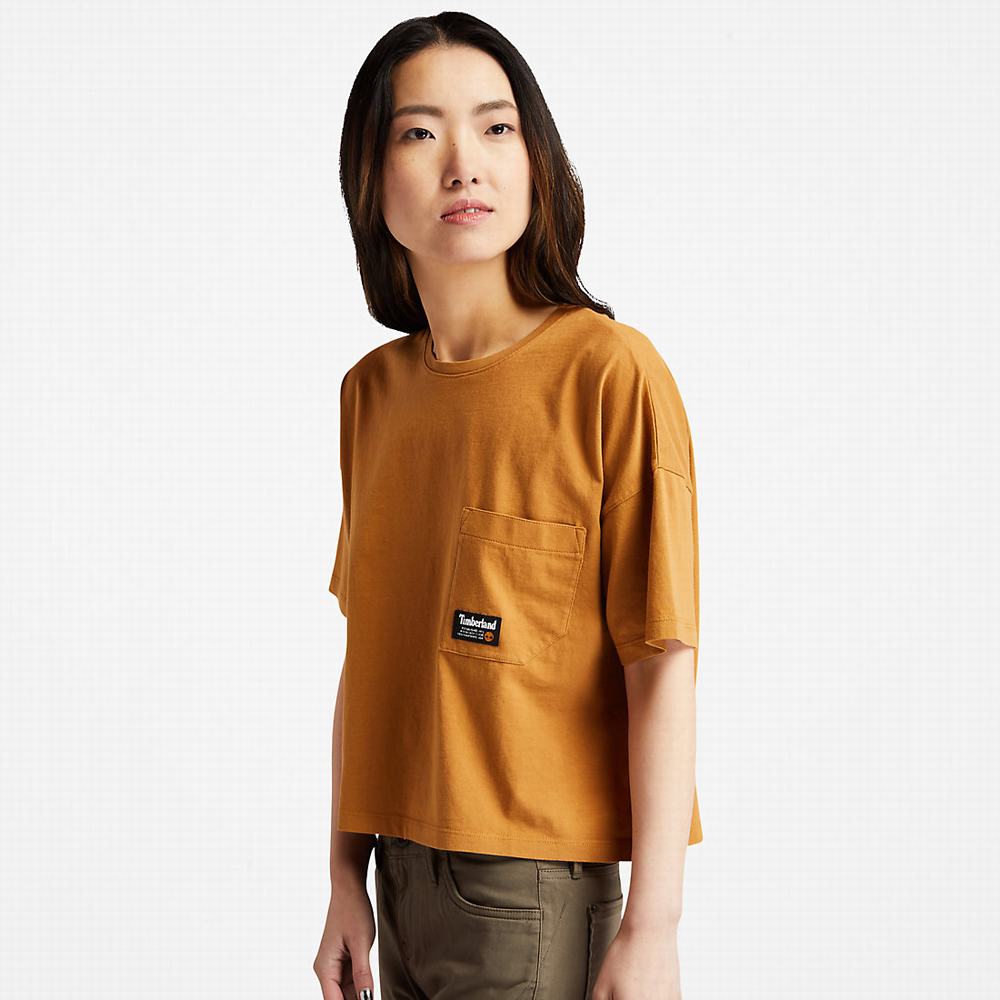 Dámské Tričko Timberland Progressive Utility Pocket T-Shirt Tmavě Žluté | TI79152-126