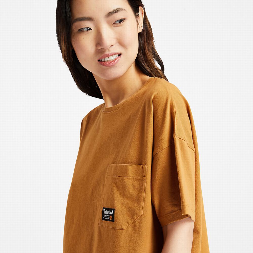 Dámské Tričko Timberland Progressive Utility Pocket T-Shirt Tmavě Žluté | TI79152-126