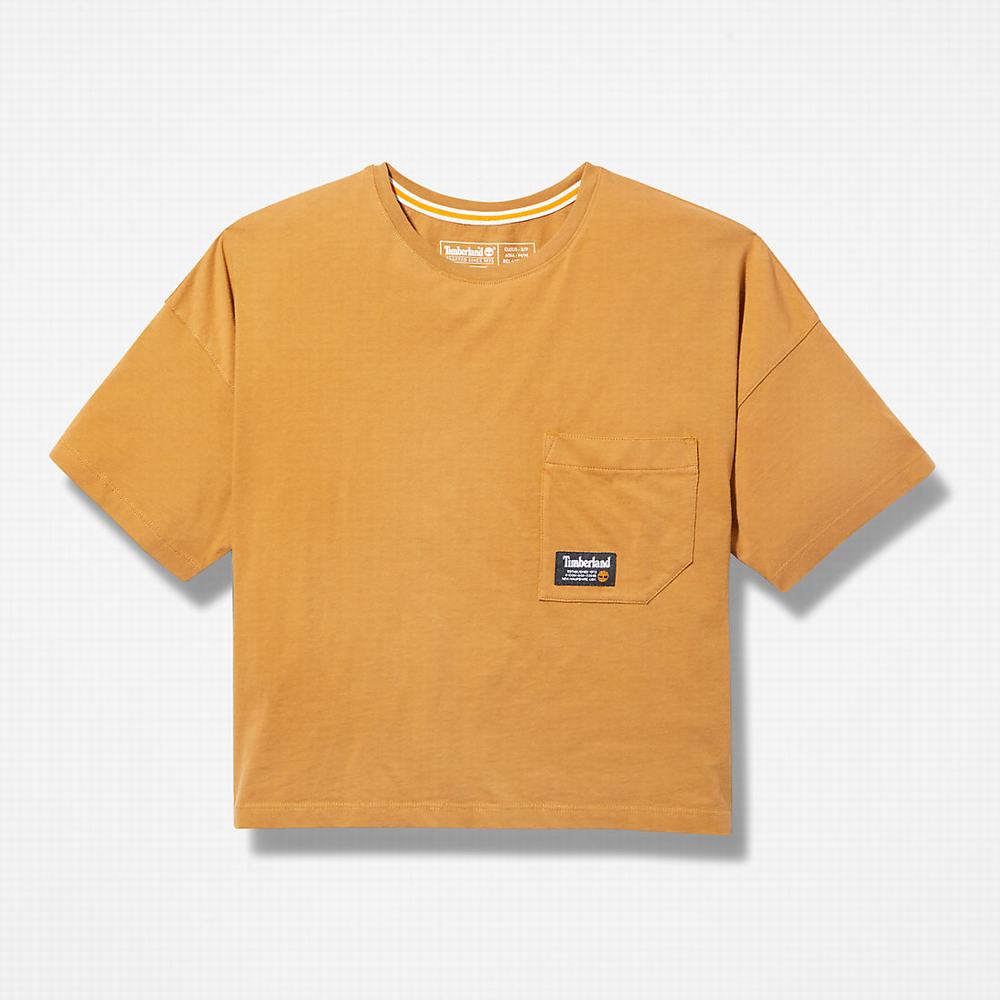 Dámské Tričko Timberland Progressive Utility Pocket T-Shirt Tmavě Žluté | TI79152-126