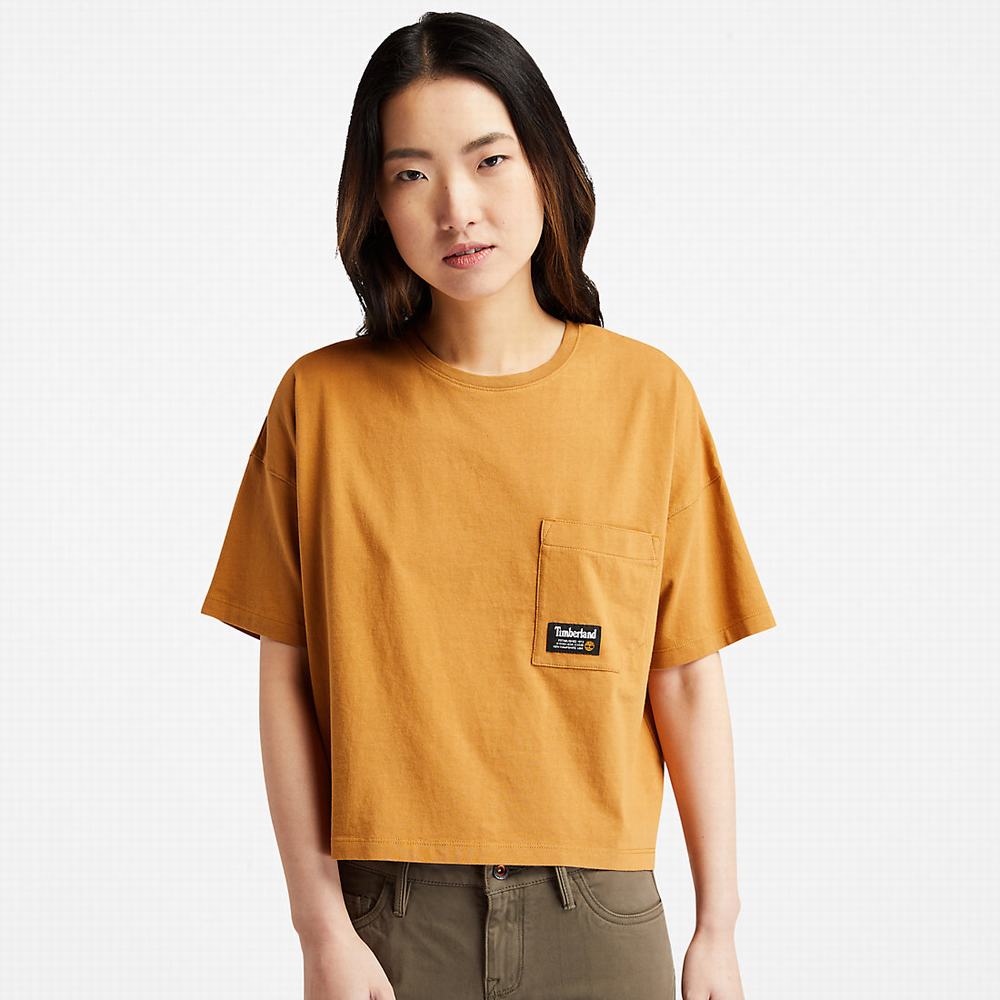Dámské Tričko Timberland Progressive Utility Pocket T-Shirt Tmavě Žluté | TI79152-126