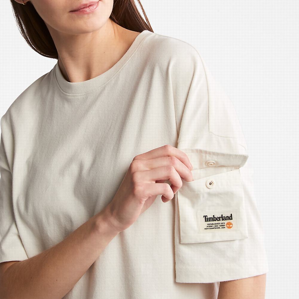Dámské Tričko Timberland Progressive Utility Pocket T-Shirt Bílé | TI81367-978