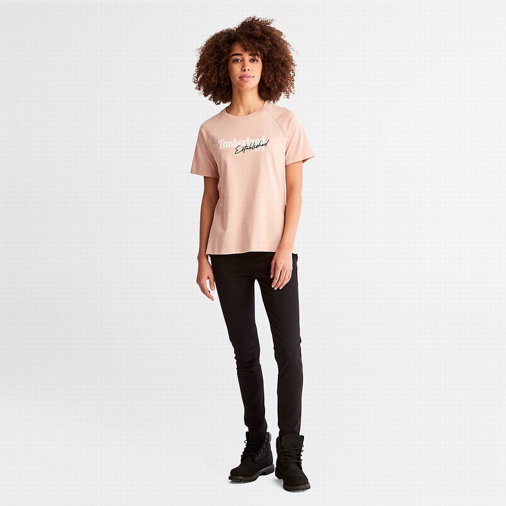 Dámské Tričko Timberland Raglan-sleeve Logo T-Shirt Růžové | TI49215-736