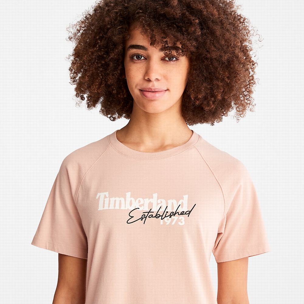 Dámské Tričko Timberland Raglan-sleeve Logo T-Shirt Růžové | TI49215-736