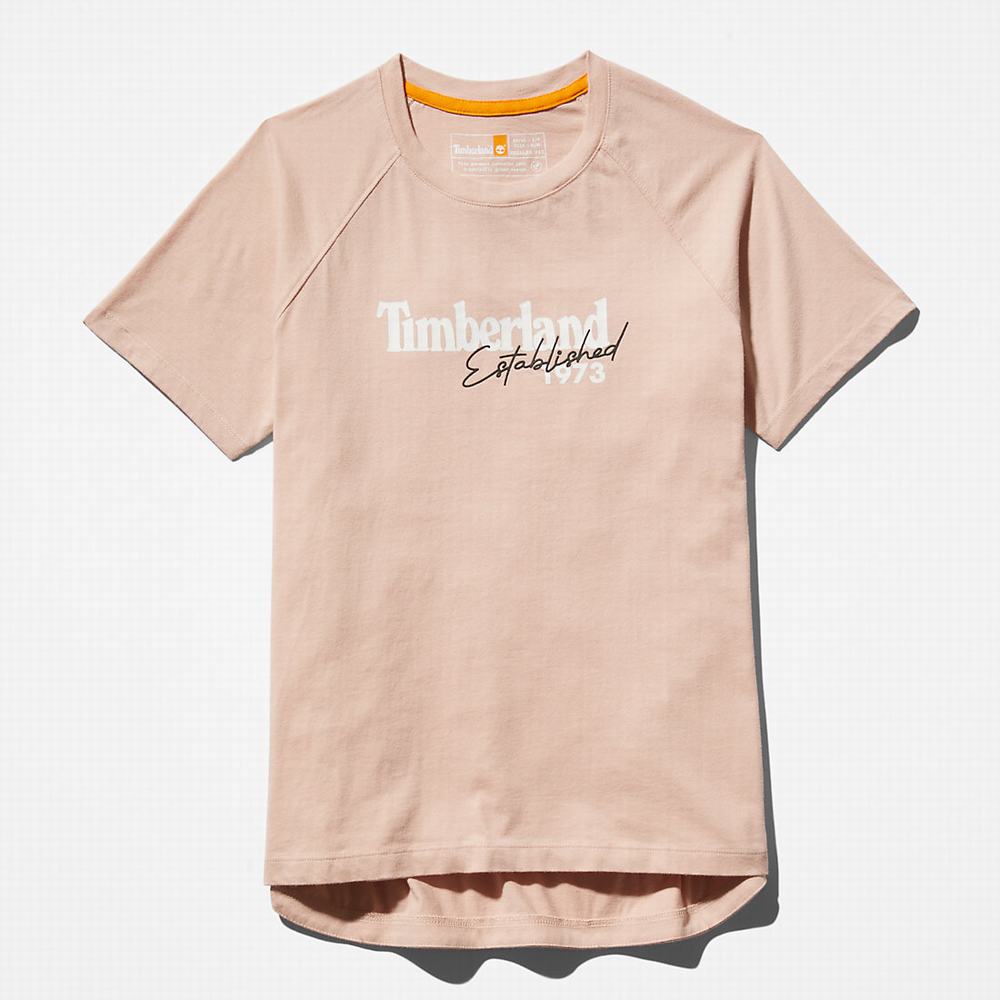 Dámské Tričko Timberland Raglan-sleeve Logo T-Shirt Růžové | TI49215-736