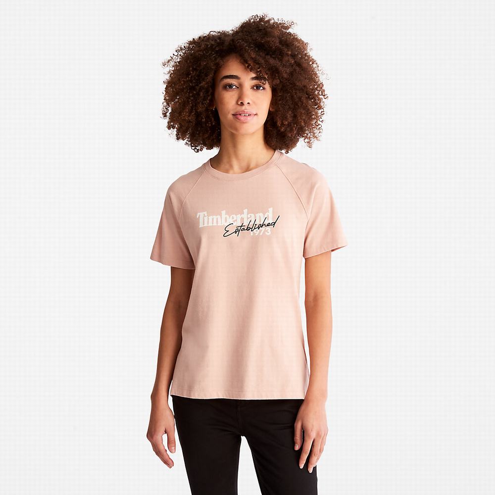 Dámské Tričko Timberland Raglan-sleeve Logo T-Shirt Růžové | TI49215-736