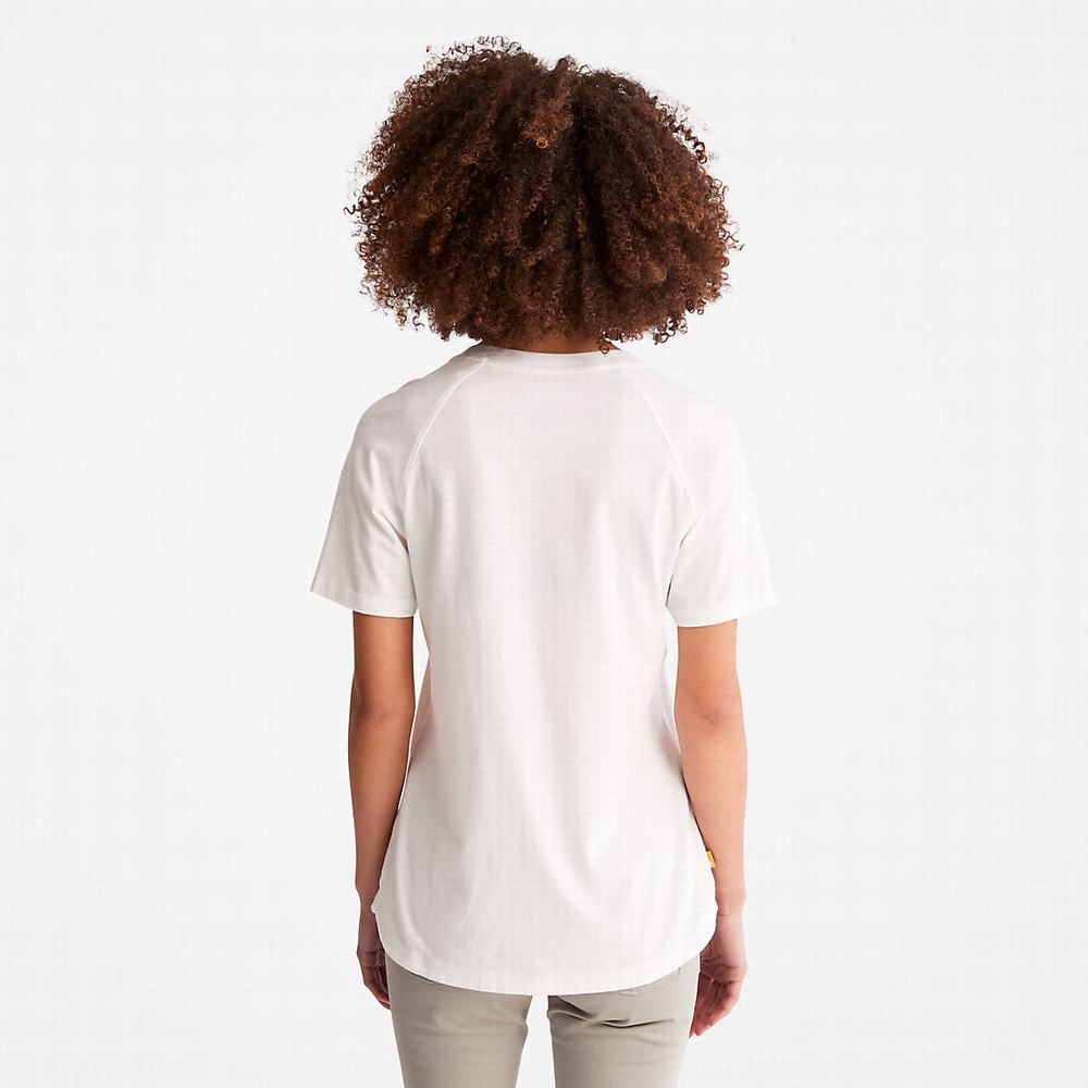 Dámské Tričko Timberland Raglan-sleeve Logo T-Shirt Bílé | TI62754-479