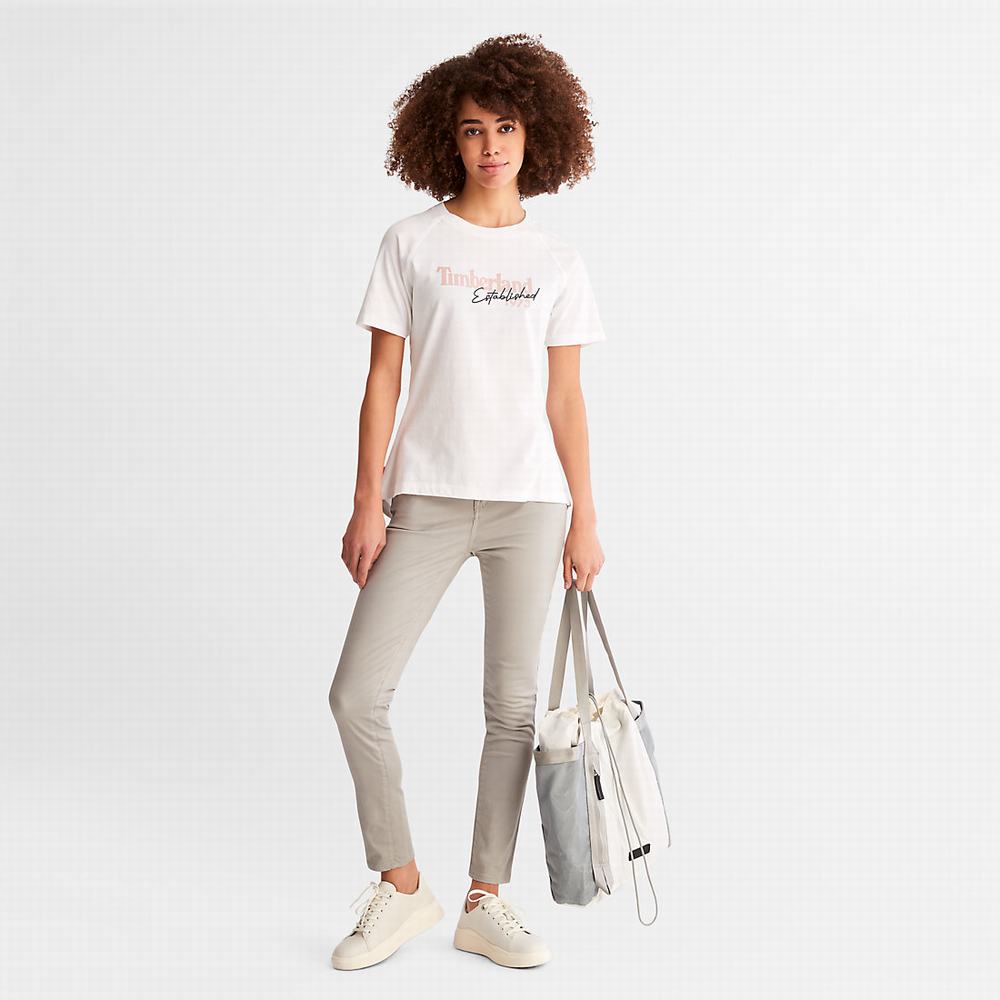 Dámské Tričko Timberland Raglan-sleeve Logo T-Shirt Bílé | TI62754-479