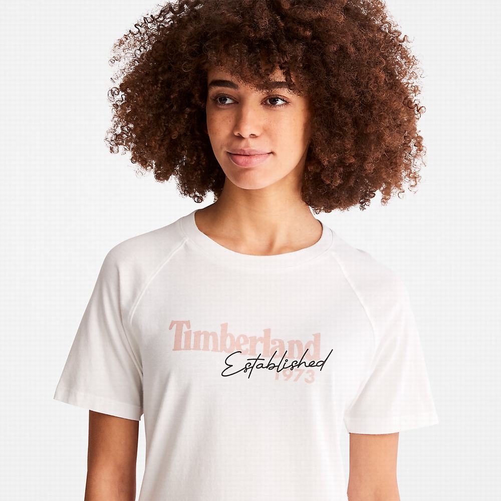 Dámské Tričko Timberland Raglan-sleeve Logo T-Shirt Bílé | TI62754-479
