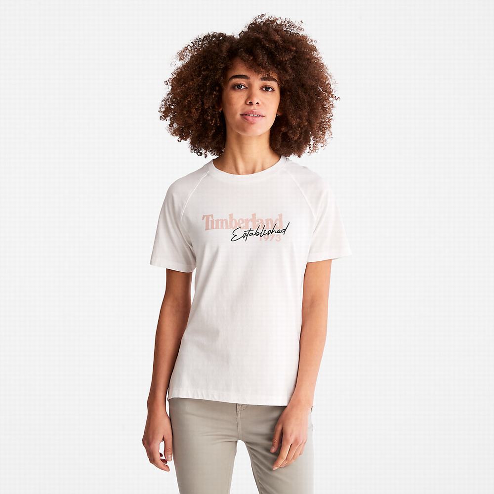 Dámské Tričko Timberland Raglan-sleeve Logo T-Shirt Bílé | TI62754-479