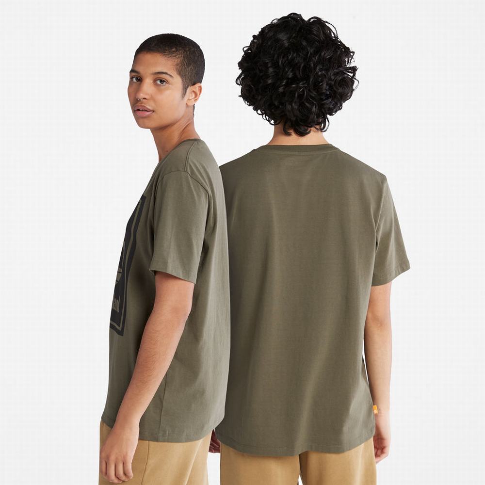 Dámské Tričko Timberland Stack Logo T-Shirt Zelene | TI25071-649