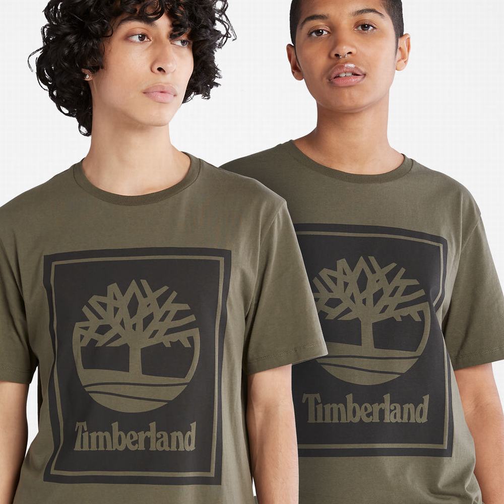 Dámské Tričko Timberland Stack Logo T-Shirt Zelene | TI25071-649