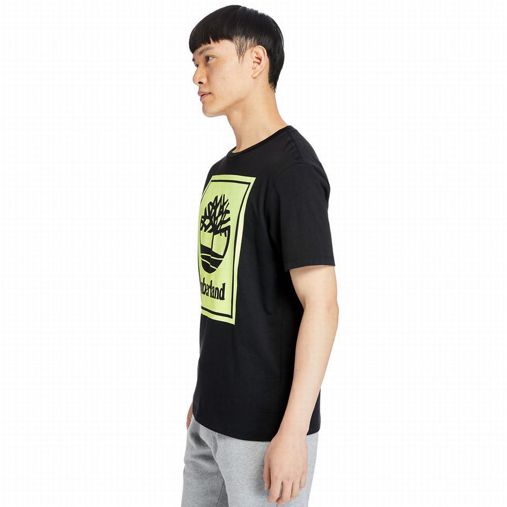 Dámské Tričko Timberland Stack Logo T-Shirt Černé Žluté | TI30982-516