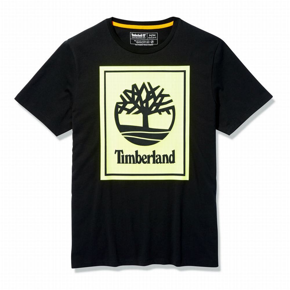 Dámské Tričko Timberland Stack Logo T-Shirt Černé Žluté | TI30982-516