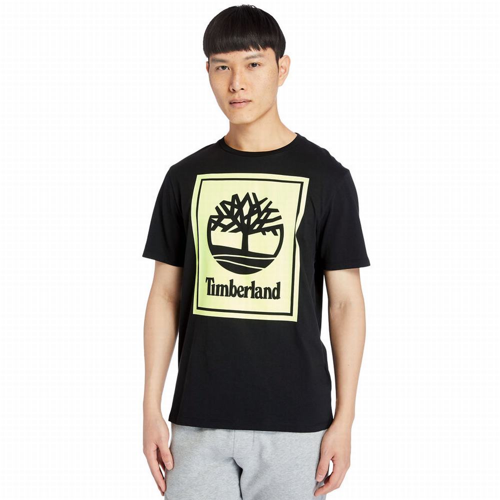 Dámské Tričko Timberland Stack Logo T-Shirt Černé Žluté | TI30982-516
