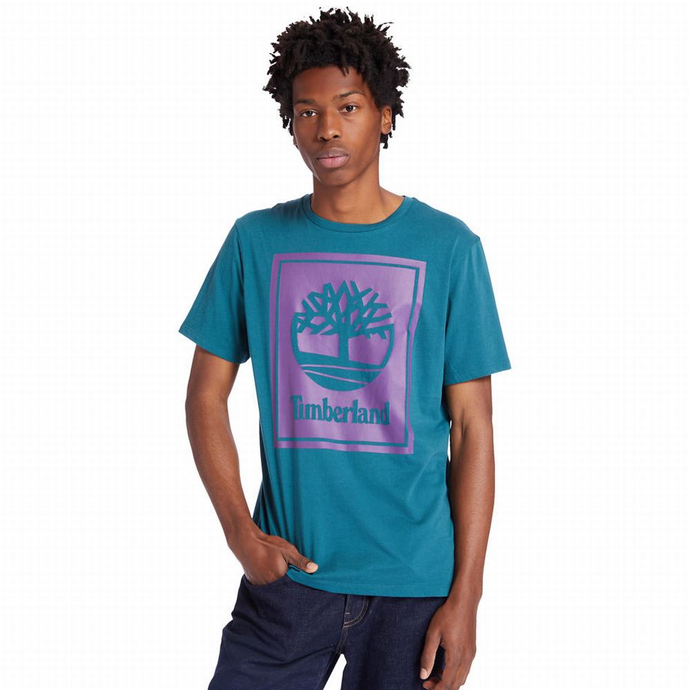 Dámské Tričko Timberland Stack Logo T-Shirt Tyrkysové | TI91670-325