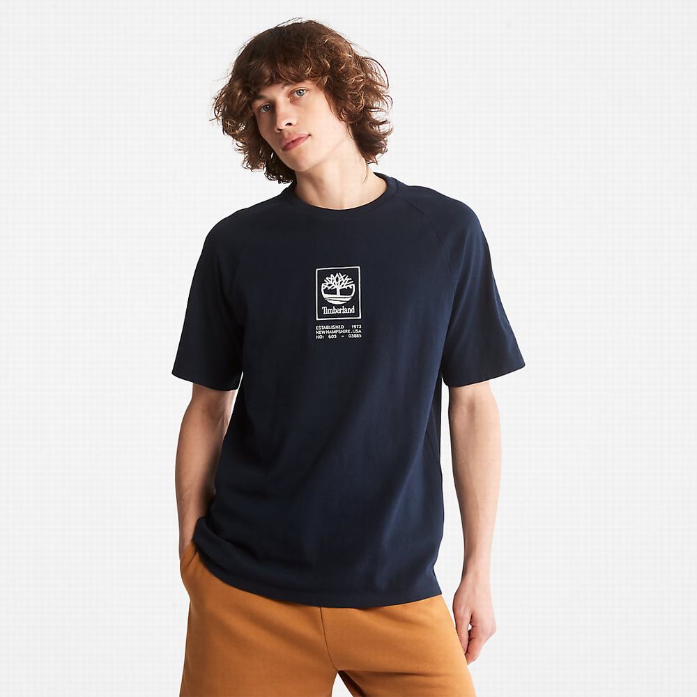 Dámské Tričko Timberland Stacked Logo T-Shirt Tmavě Blankyt | TI73548-034