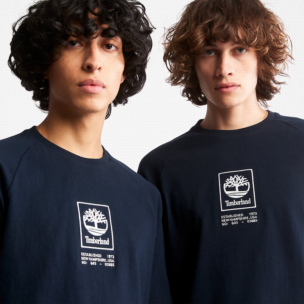 Dámské Tričko Timberland Stacked Logo T-Shirt Tmavě Blankyt | TI73548-034