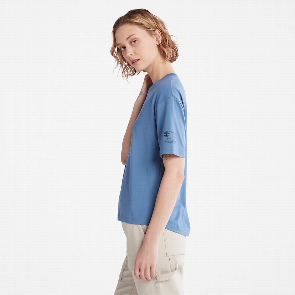 Dámské Tričko Timberland T-Shirt with Tencel™ x Refibra™ Technologie T-Shirt Blankyt | TI63419-324