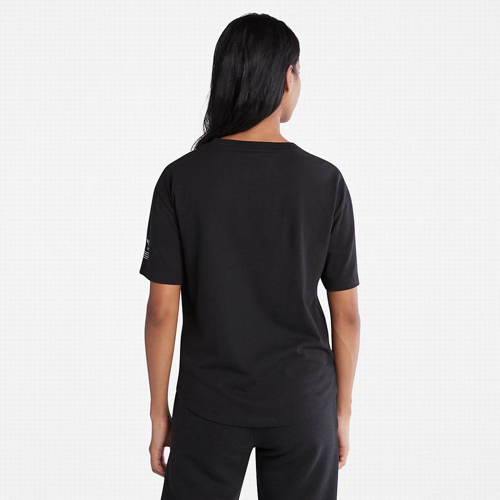 Dámské Tričko Timberland T-Shirt with Tencel™ x Refibra™ Technologie T-Shirt Černé | TI76329-192