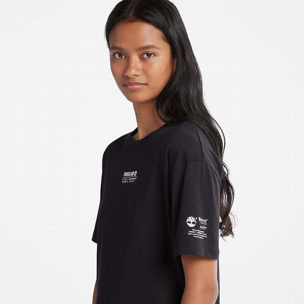 Dámské Tričko Timberland T-Shirt with Tencel™ x Refibra™ Technologie T-Shirt Černé | TI76329-192