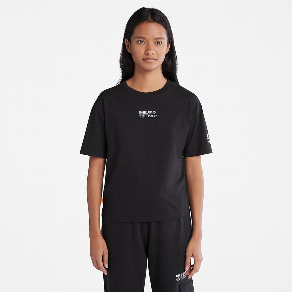 Dámské Tričko Timberland T-Shirt with Tencel™ x Refibra™ Technologie T-Shirt Černé | TI76329-192