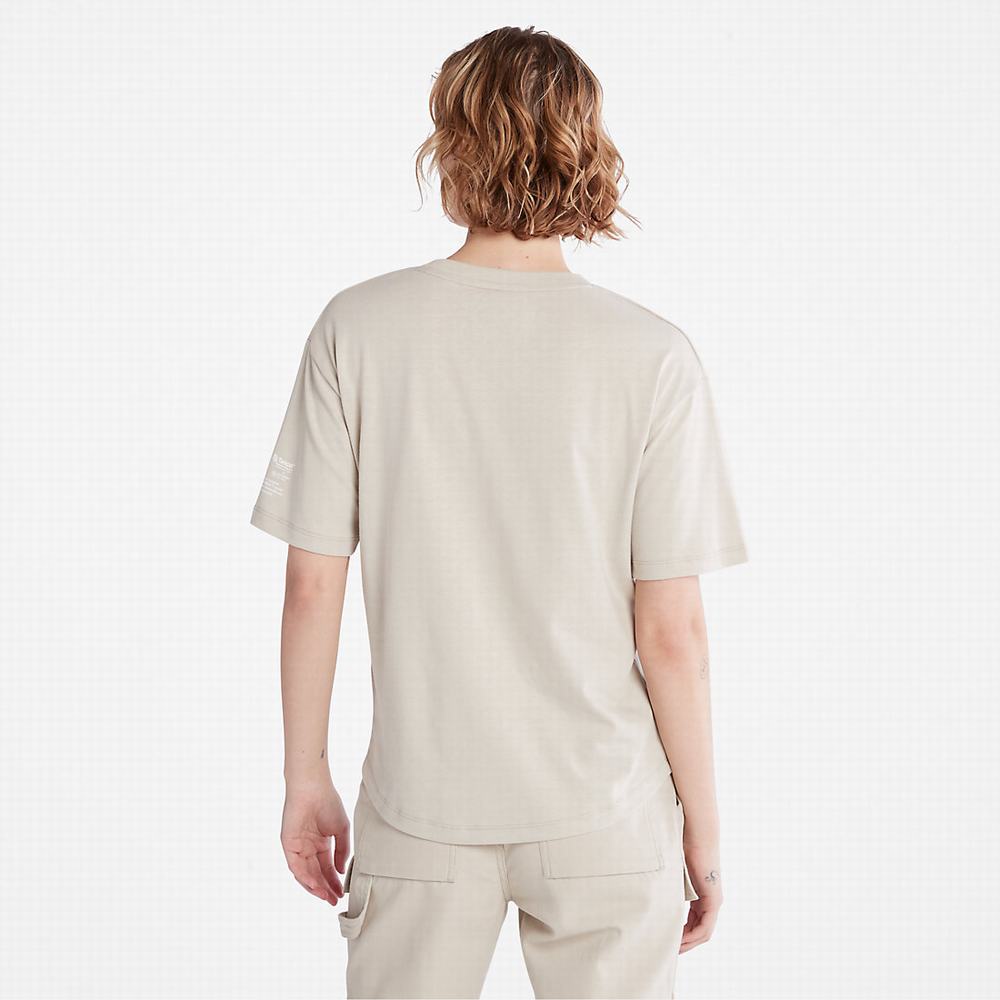 Dámské Tričko Timberland T-Shirt with Tencel™ x Refibra™ Technologie T-Shirt Světle Šedé | TI94651-590