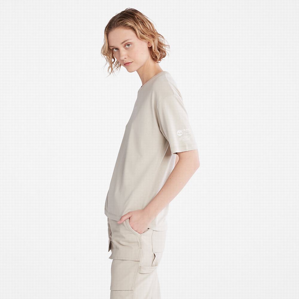 Dámské Tričko Timberland T-Shirt with Tencel™ x Refibra™ Technologie T-Shirt Světle Šedé | TI94651-590