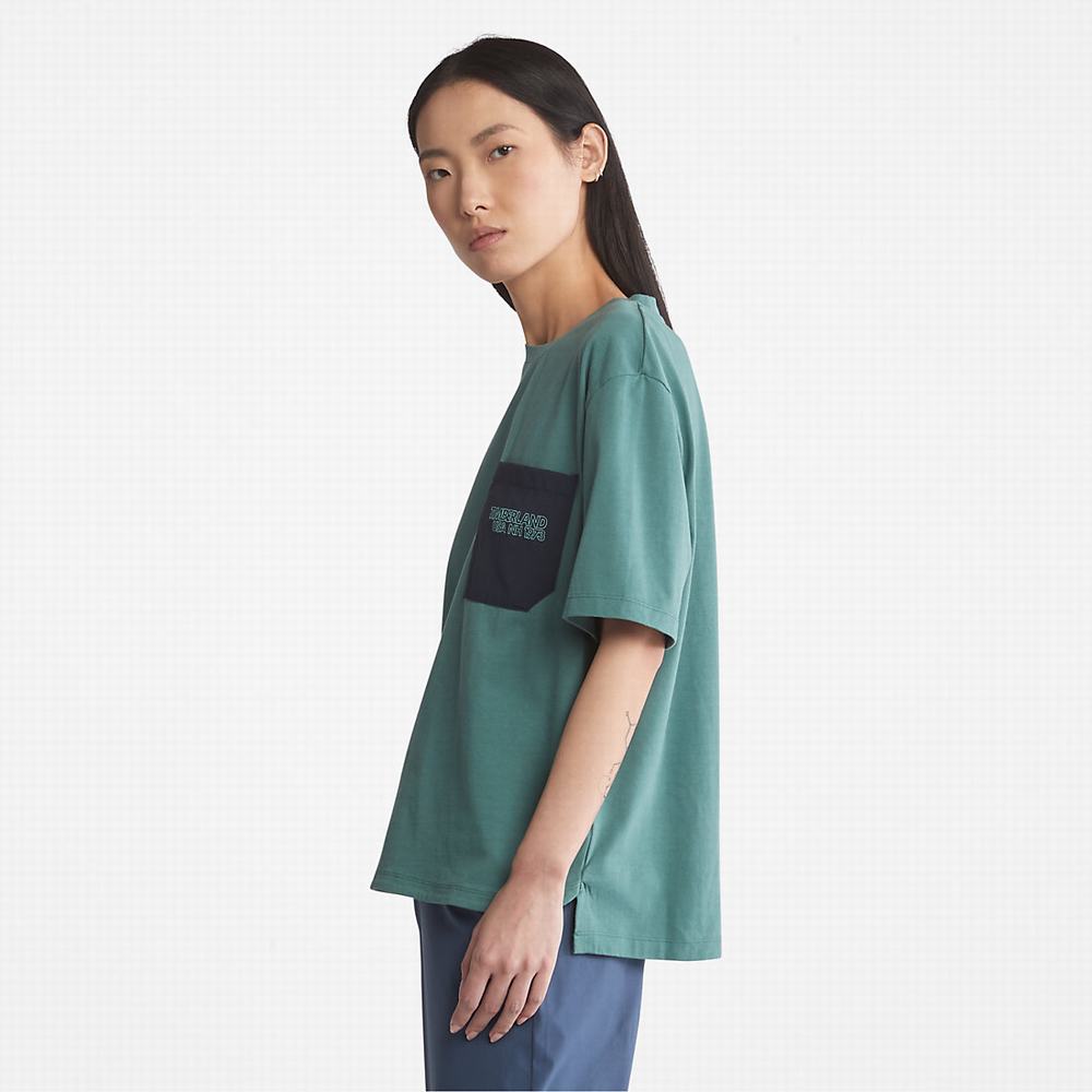 Dámské Tričko Timberland TimberCHILL™ Pocket T-Shirt Tyrkysové | TI43527-381