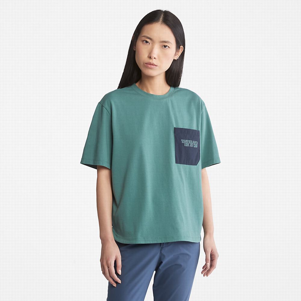 Dámské Tričko Timberland TimberCHILL™ Pocket T-Shirt Tyrkysové | TI43527-381