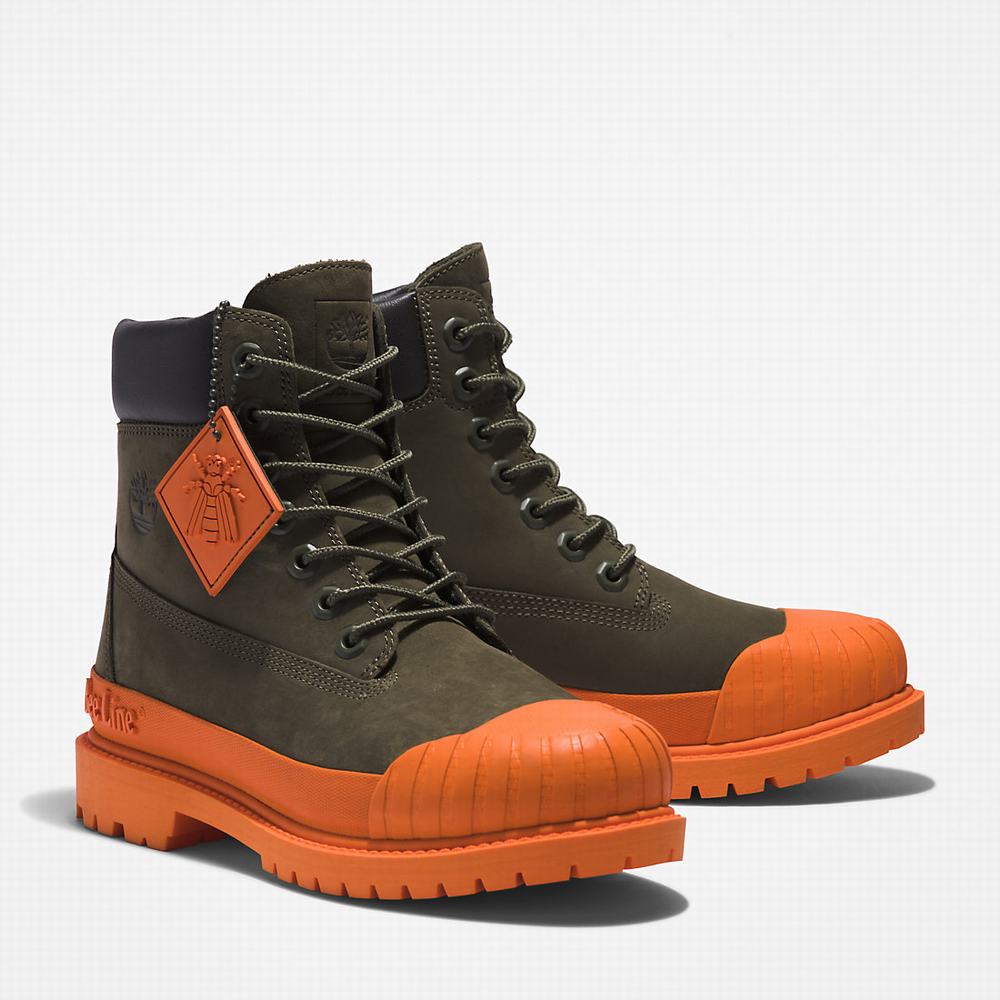 Dámské Zimní Boty Timberland Bee Line x Timberland® 6 Inch Rubber Špicí Tmavě Zelene Oranžové | TI04985-362