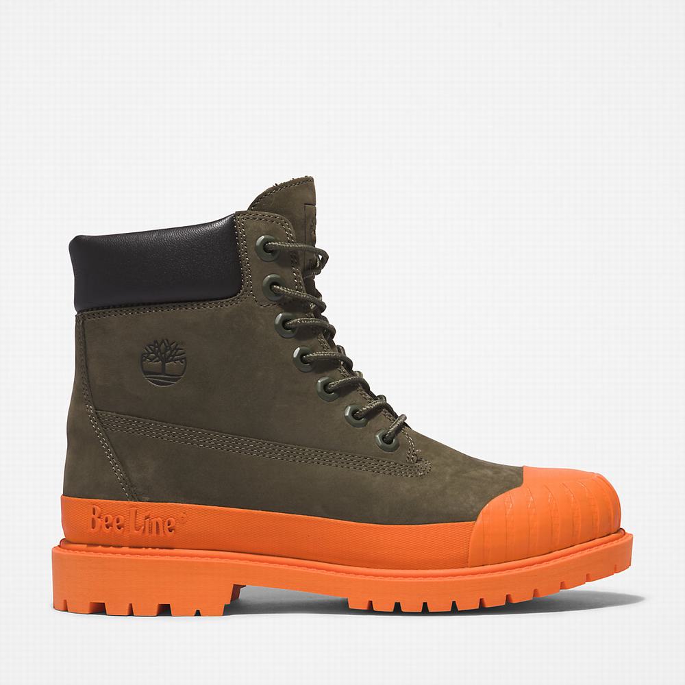 Dámské Zimní Boty Timberland Bee Line x Timberland® 6 Inch Rubber Špicí Tmavě Zelene Oranžové | TI04985-362