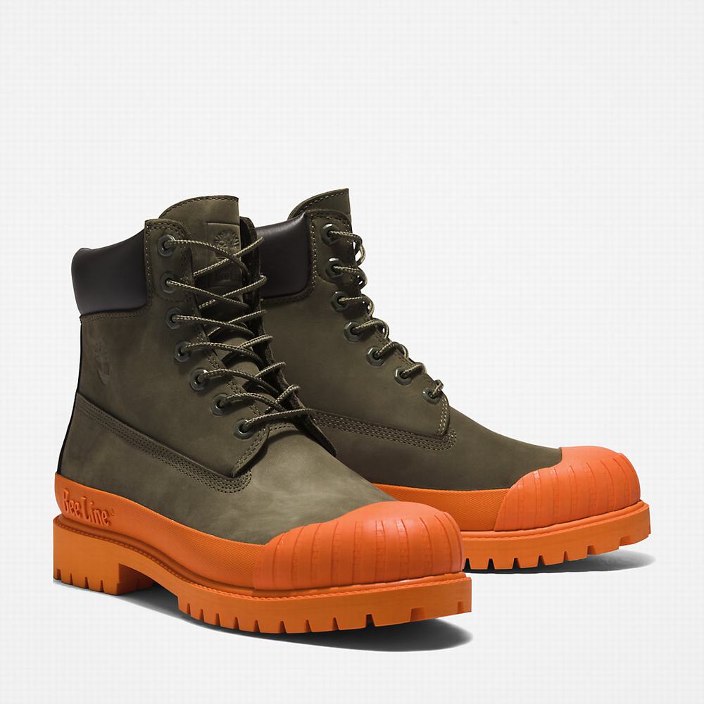 Dámské Zimní Boty Timberland Bee Line x Timberland® 6 Inch Rubber Špicí Tmavě Zelene Oranžové | TI98325-982