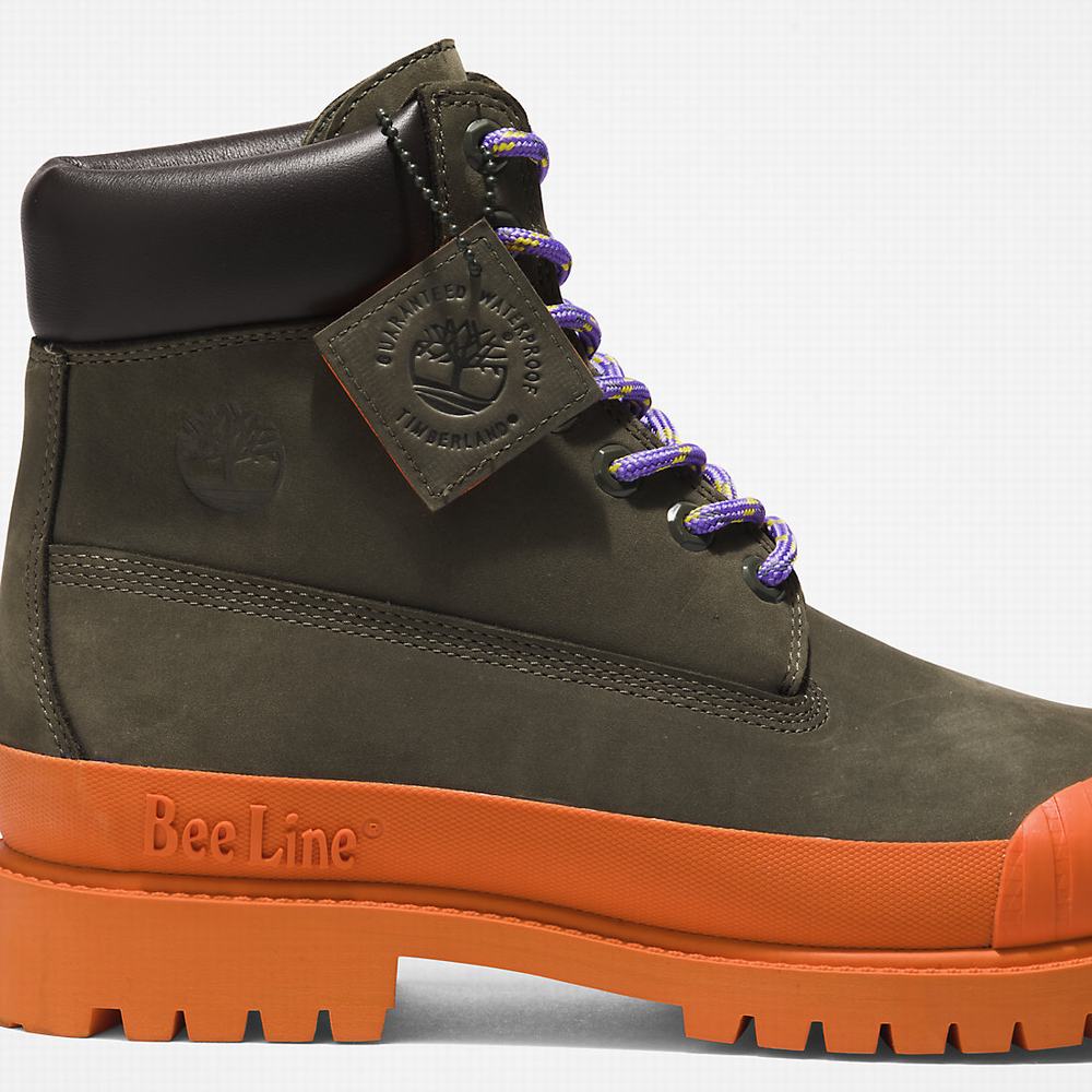 Dámské Zimní Boty Timberland Bee Line x Timberland® 6 Inch Rubber Špicí Tmavě Zelene Oranžové | TI98325-982