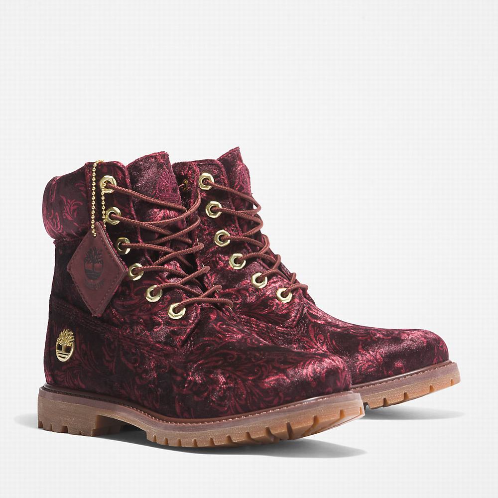 Dámské Zimní Boty Timberland Premium 6 Inch Velvet Vínové | TI08764-249
