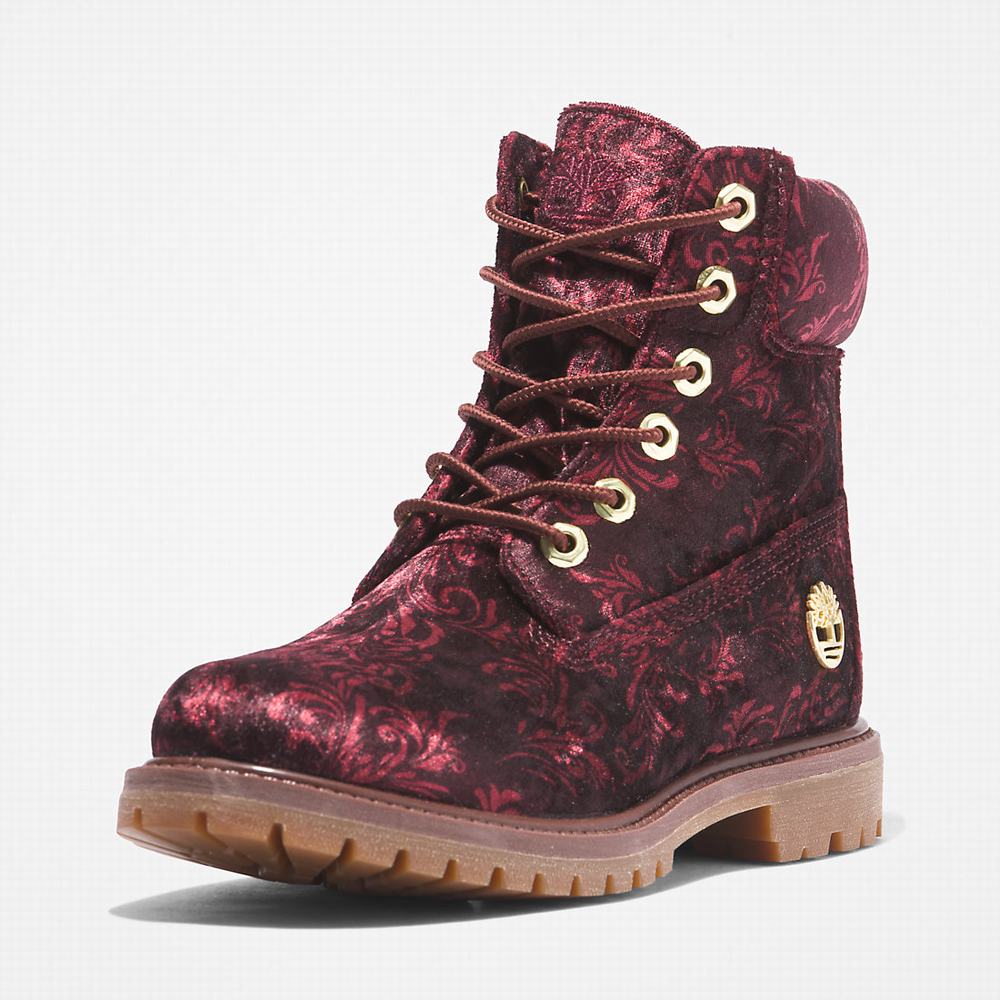 Dámské Zimní Boty Timberland Premium 6 Inch Velvet Vínové | TI08764-249