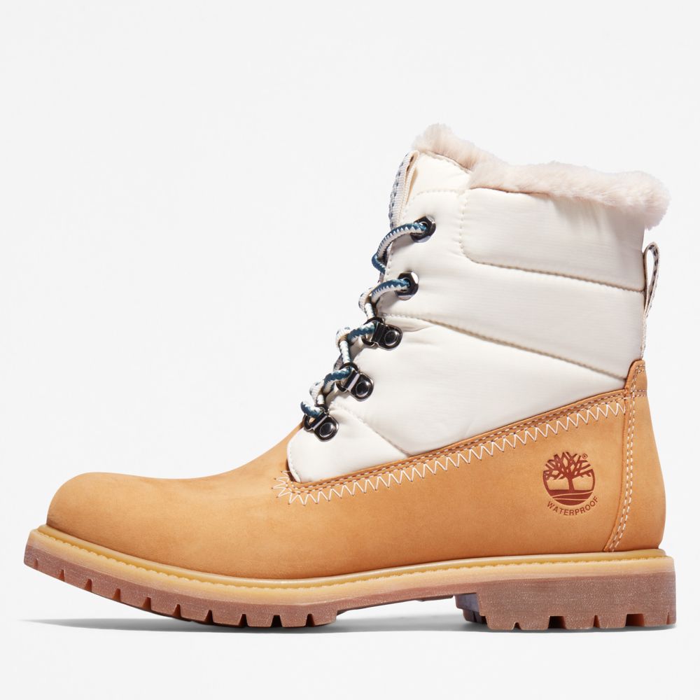 Dámské Zimní Boty Timberland Premium 6-Inch Waterproof Puffer Hnědé Bílé | TI34951-185