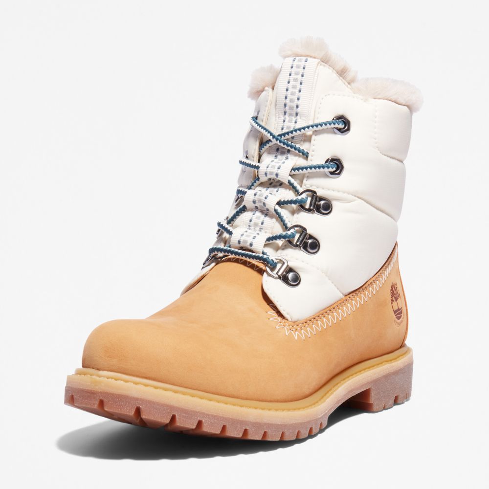 Dámské Zimní Boty Timberland Premium 6-Inch Waterproof Puffer Hnědé Bílé | TI34951-185