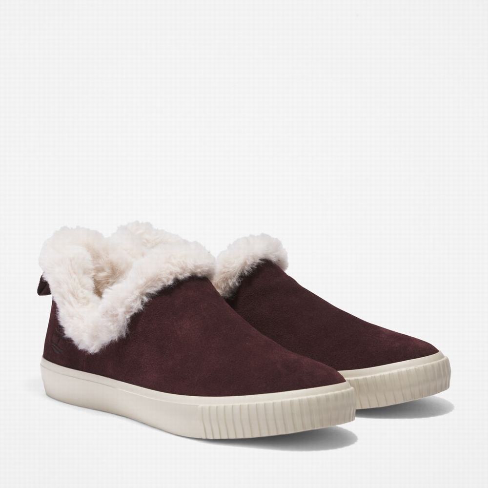 Dámské Zimní Boty Timberland Skyla Bay Warm-Podšité Slip-Ons Vínové | TI67428-428