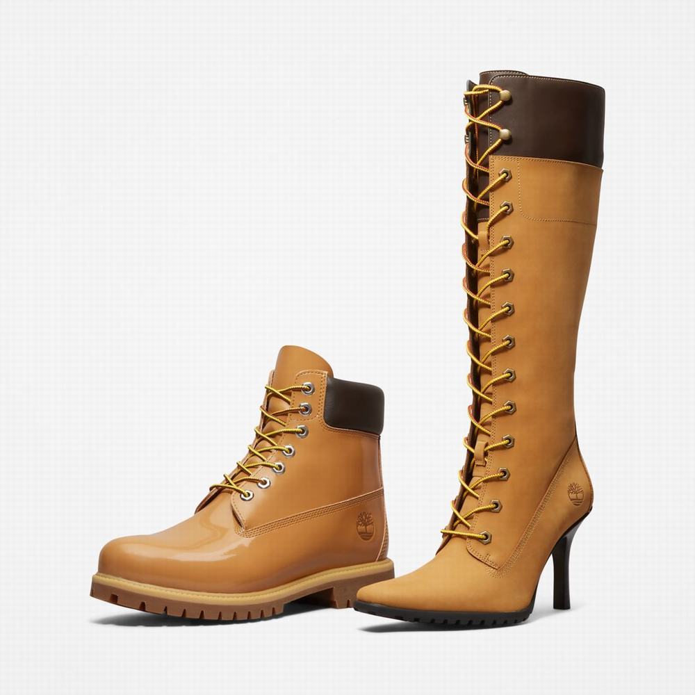 Dámské Zimní Boty Timberland Veneda Carter x Timberland® 6-Inch Lakovaná Leather Hnědé | TI72580-586