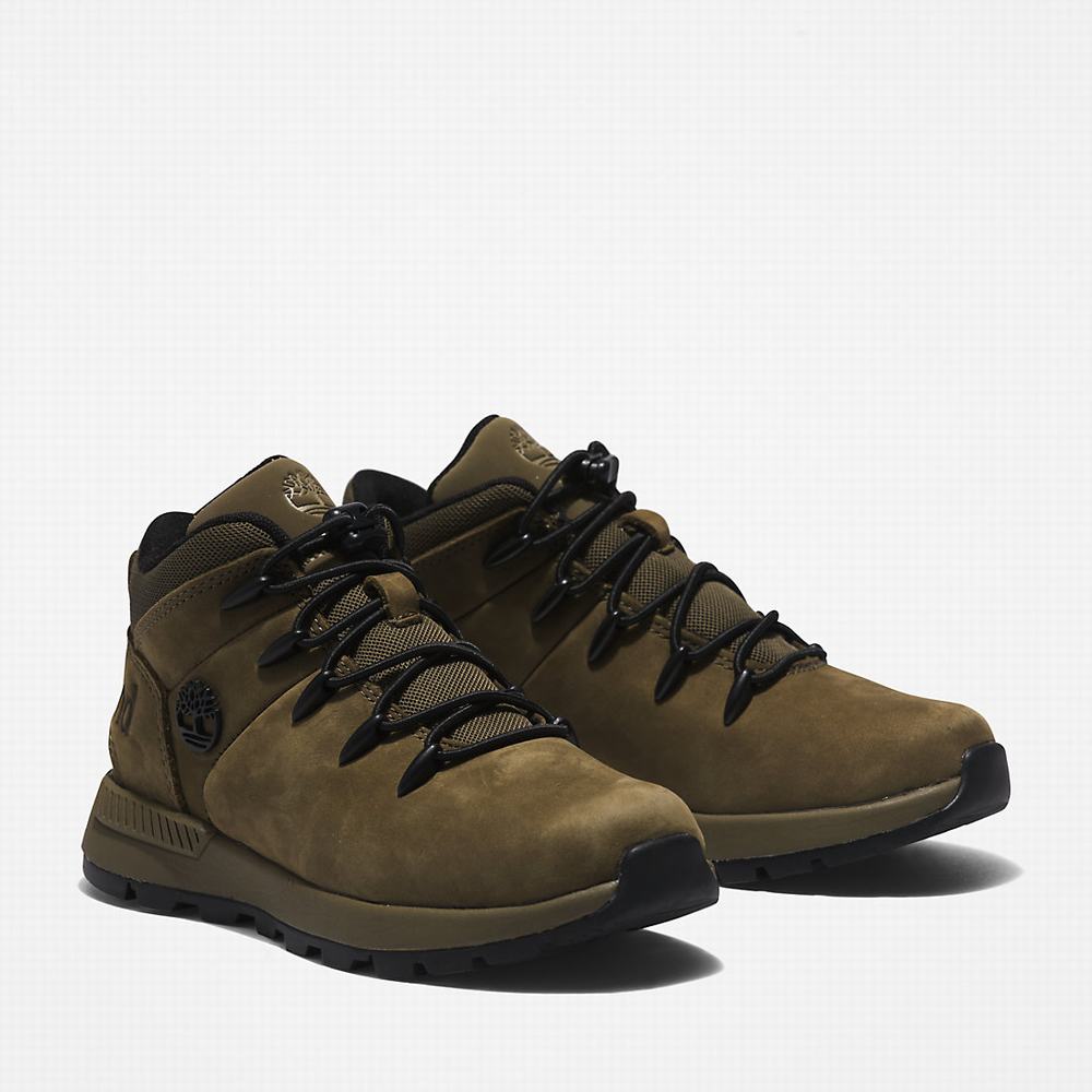 Dětské Trekové Boty Timberland Sprint Trekker Mid Zelene | TI90376-271