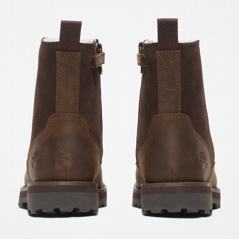 Dětské Zimní Boty Timberland Courma Podšité Tmavě Hnědé | TI35467-056