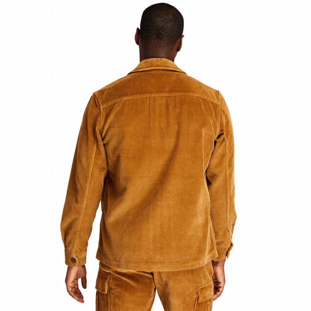 Pánské Bundy Timberland Corduroy Zip Overshirt Hnědé | TI98365-820