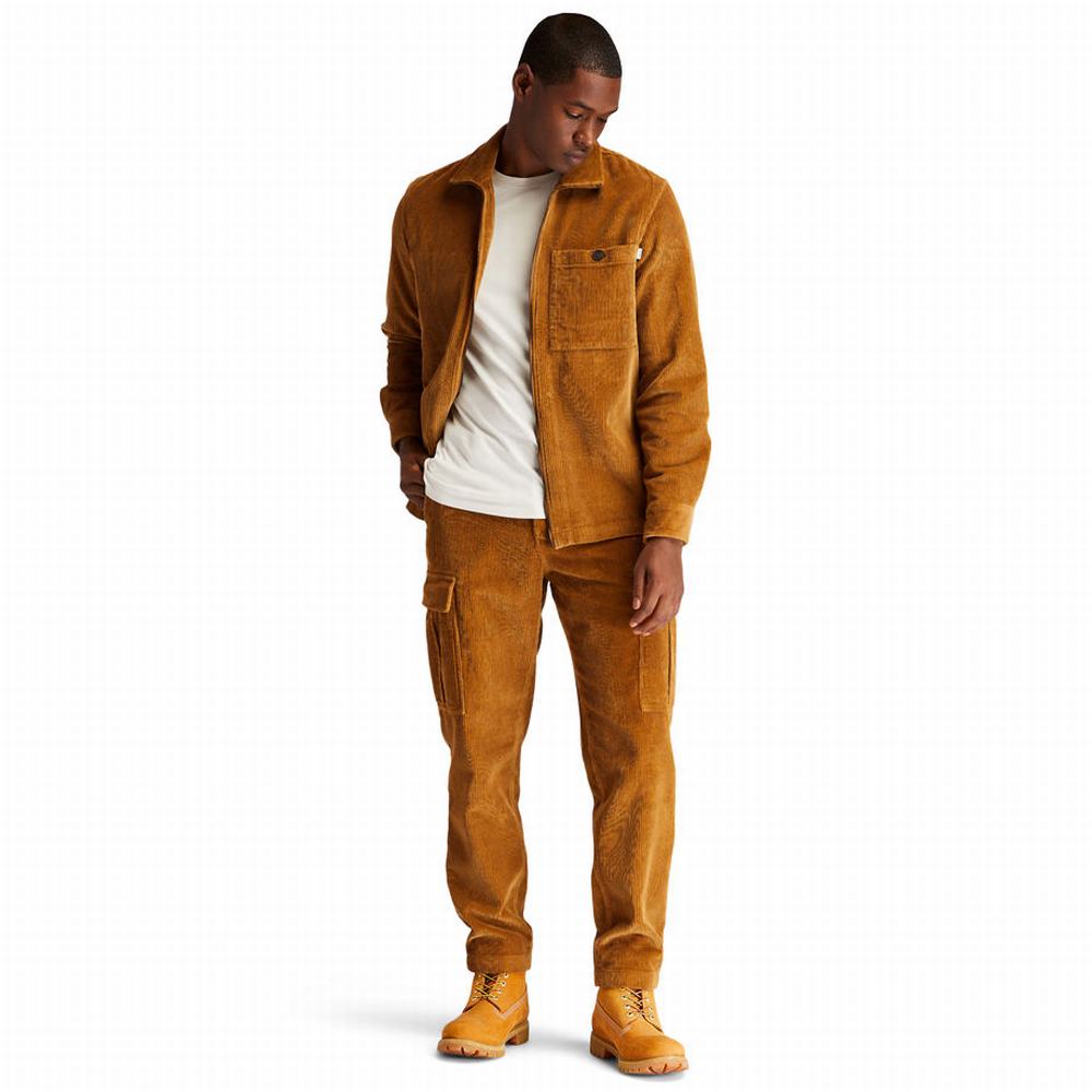 Pánské Bundy Timberland Corduroy Zip Overshirt Hnědé | TI98365-820