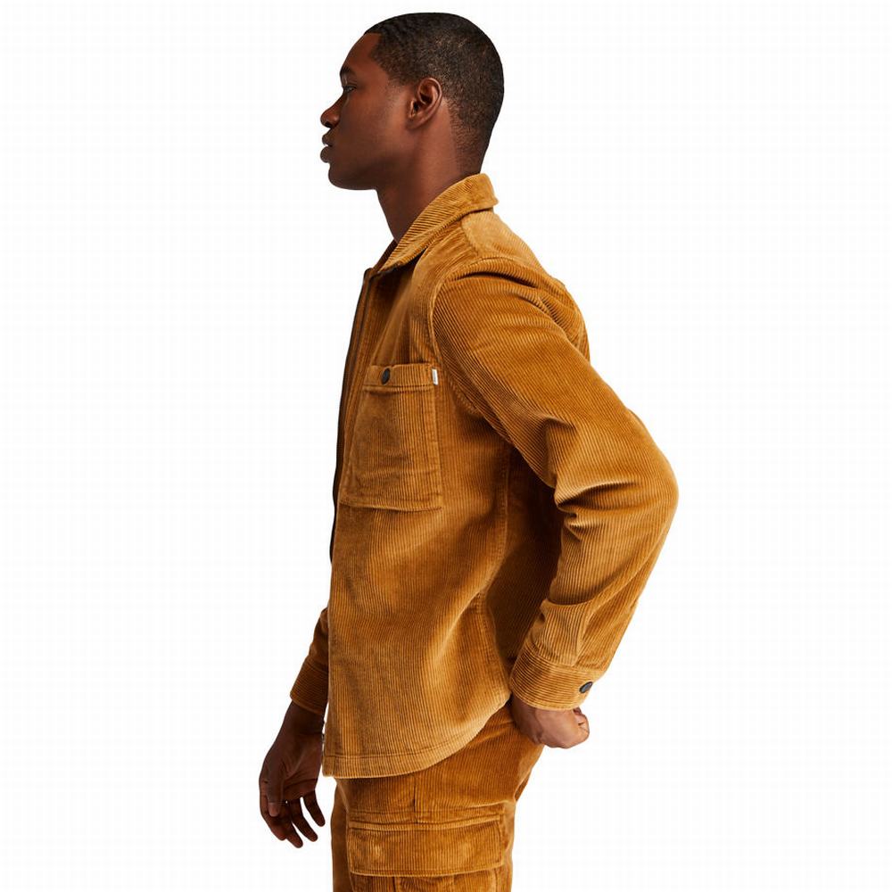 Pánské Bundy Timberland Corduroy Zip Overshirt Hnědé | TI98365-820