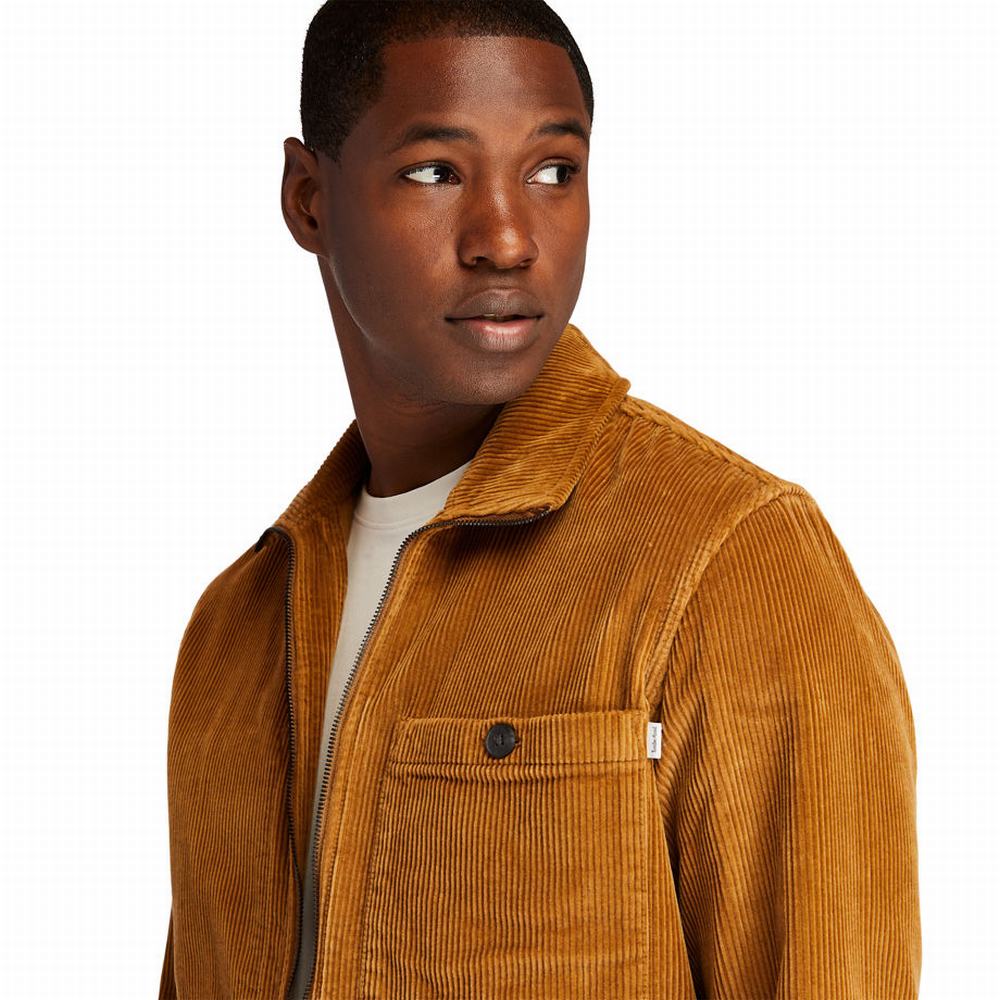 Pánské Bundy Timberland Corduroy Zip Overshirt Hnědé | TI98365-820
