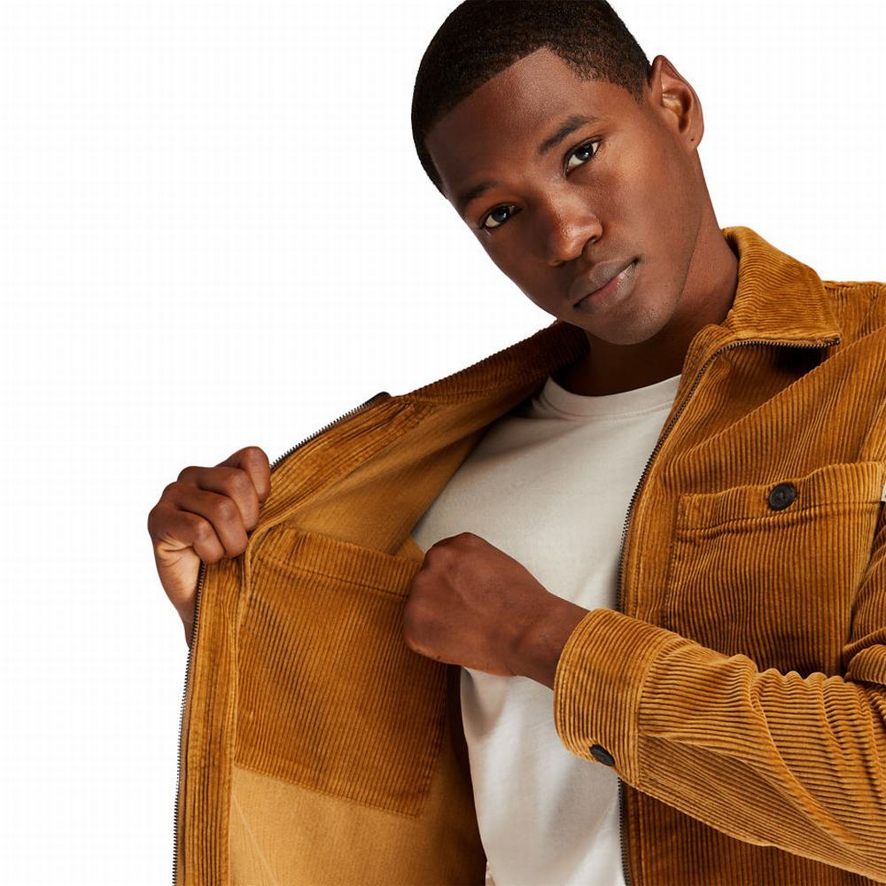 Pánské Bundy Timberland Corduroy Zip Overshirt Hnědé | TI98365-820